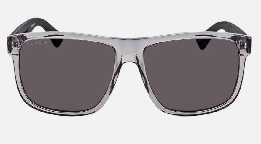 Óculos de sol masculino quadrado cinza Gucci GG0010S 004 58